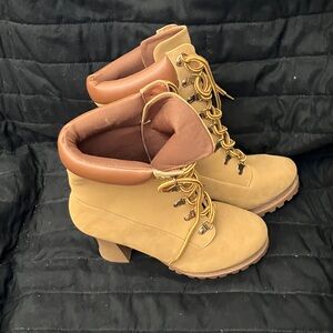 Never been worn. Brown Lace-Up Ankle Boots